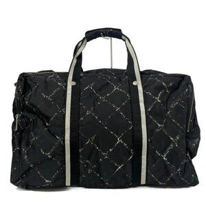 CHANEL Old Travel Line - Black Cream Nylon Boston Bag